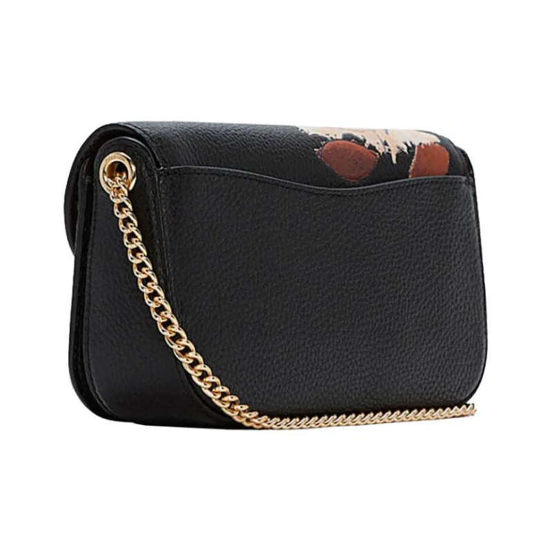 COACH X Basquiat Collaboration Kleo Leather Shoulder Bag, Crossbody Bag Trumpets Women's Black-3