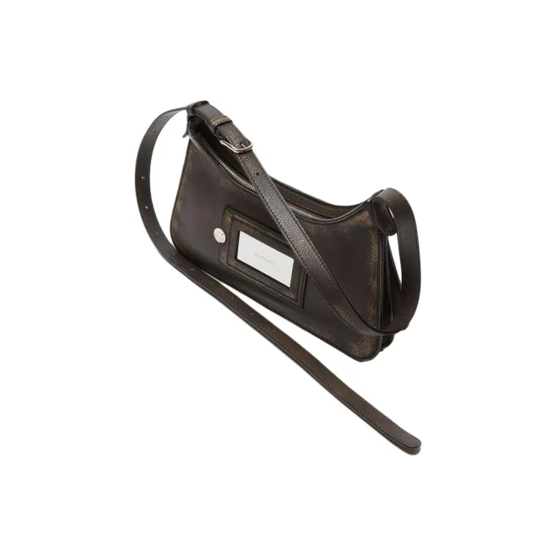 Acne Studios Platt Series Calfskin Handbag Shoulder Bag Women's Dark Brown & Beige-1