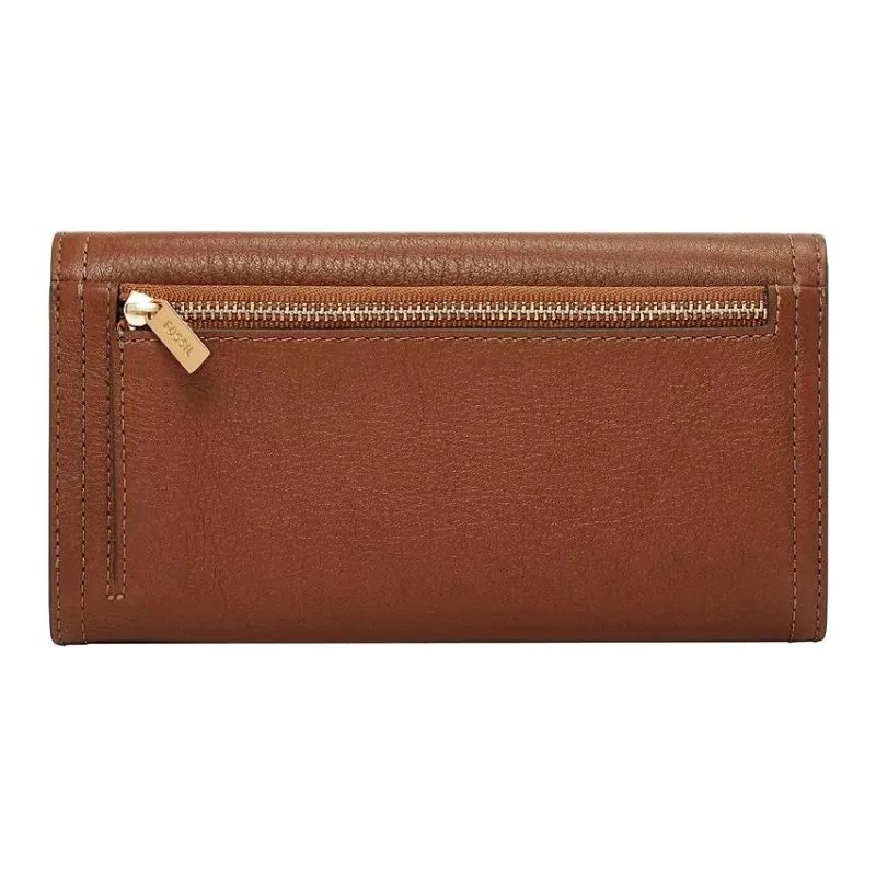 FOSSIL Leather Clutches Wallets Unisex Brown-1