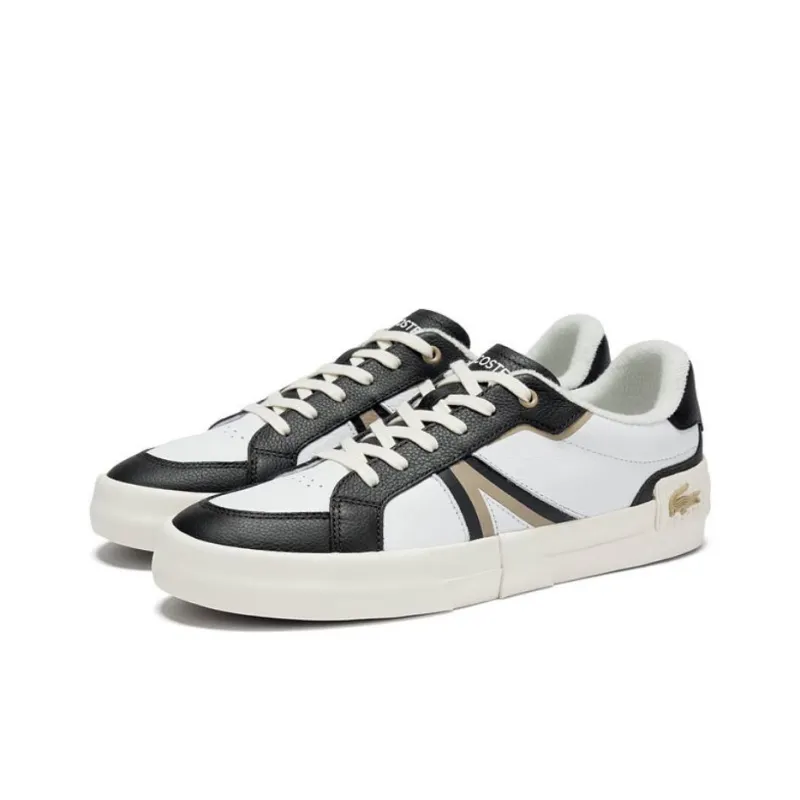 LACOSTE Skateboard Shoes Men's White Black-2