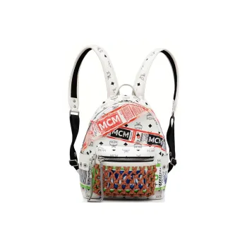 MCM Canvas Backpack Unisex Silver