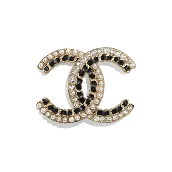 CHANEL Brooches Women's Gold Black