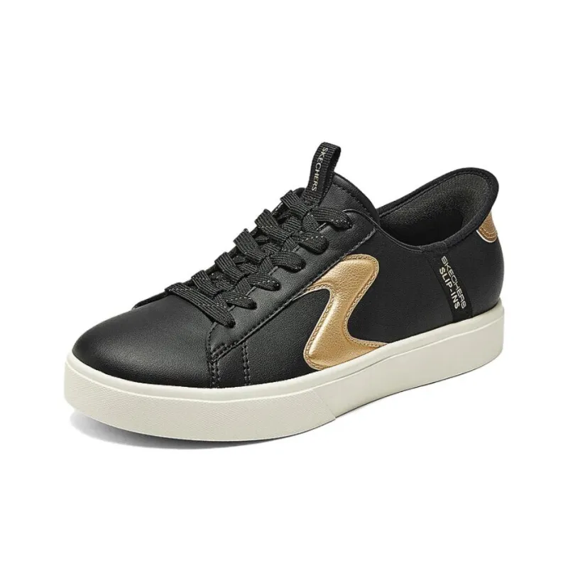Skechers Court Classics Slip Resistant And Breathable Low Top Skateboard Shoes Women's Black Gold-2