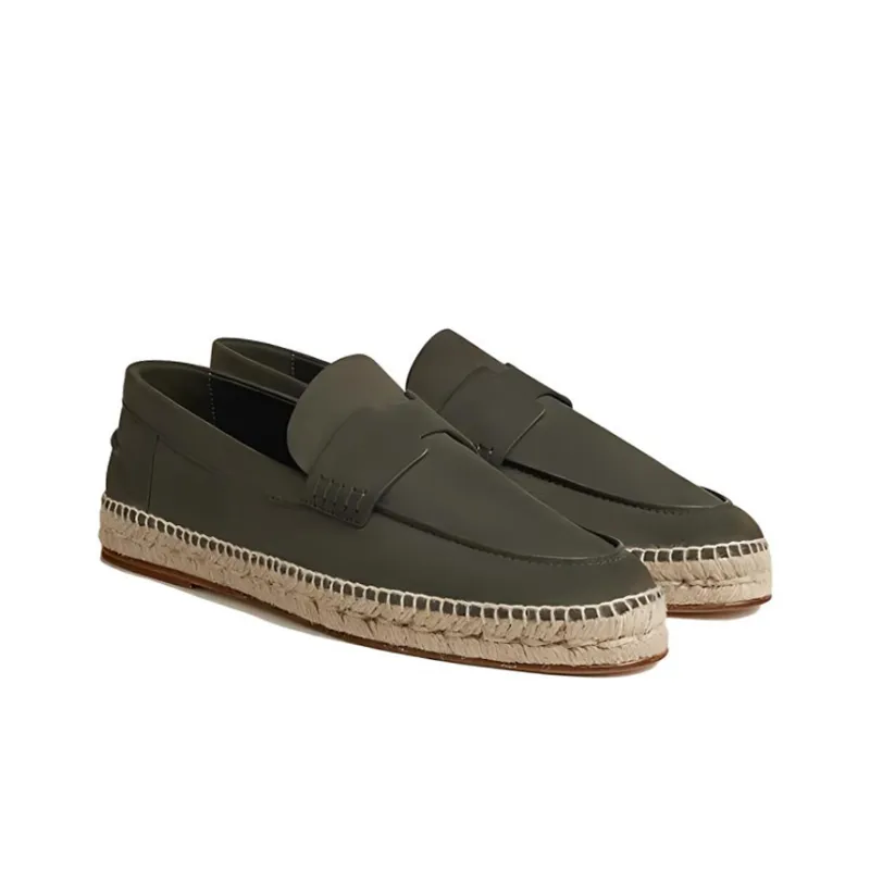 HERMES Trip Espadrilles Men's Dark Green-1