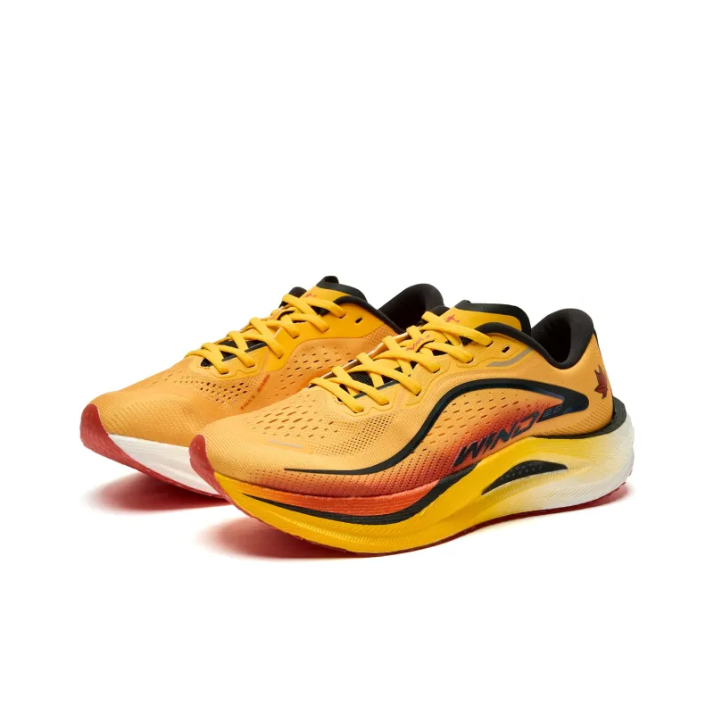 QIAODAN Strong Winds 2.0 Running Shoes Women's Low Top Colored Glaze Yellow Rust Orange-2