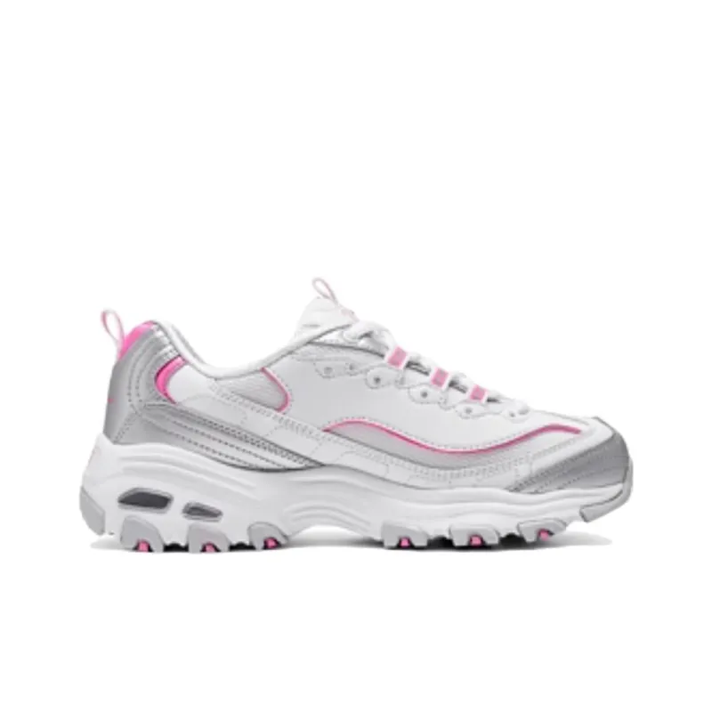 Skechers DLITES Slip Resistant And Breathable Low Top Chunky Sneakers Women's White Pink-2