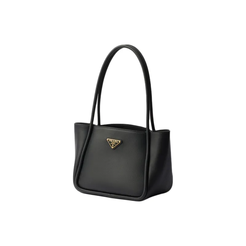 PRADA Grain Leather One Shoulder Handbag Mini Women's Black-1
