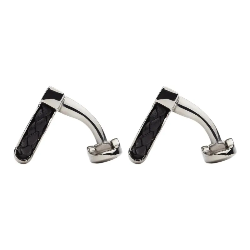 FERRAGAMO Brass Calfskin Cufflinks Men's Silver-1