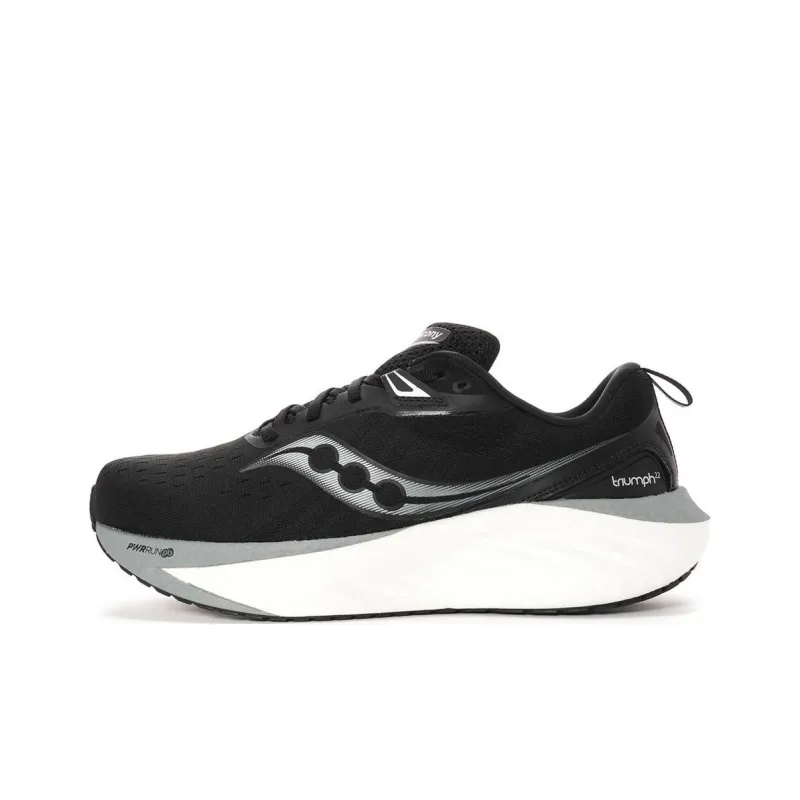 Saucony TRIUMPH 22 Slip Resistant And Breathable Low Top Running Shoes Men's Black White-0