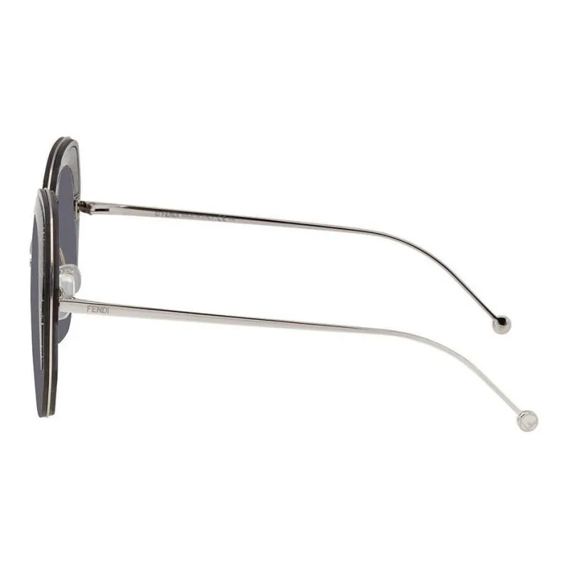 FENDI Metal Round Sunglasses Women's Silver-3