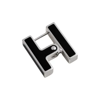 HERMES Metal Earrings Men's Black