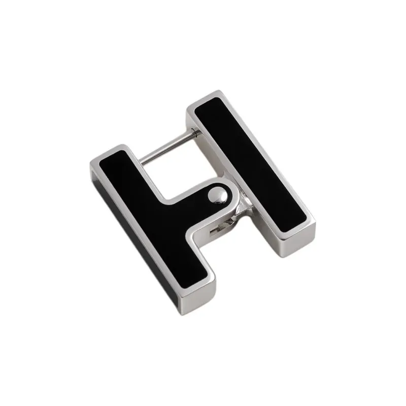 HERMES Metal Earrings Men's Black-0