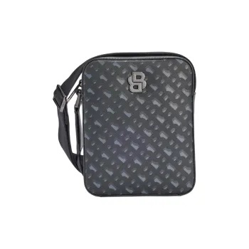 HUGO BOSS Recycled Leather Reporter Bag Shoulder Bag Crossbody Bag Regular Men's Dark Gray