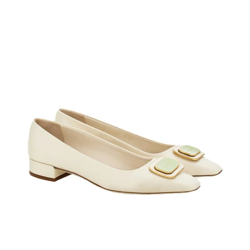 FERRAGAMO Vara Casual Single Shoes Women's Ecru-2