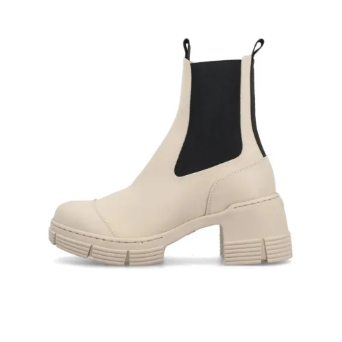 GANNI Chelsea Boots Women's Beige/Black