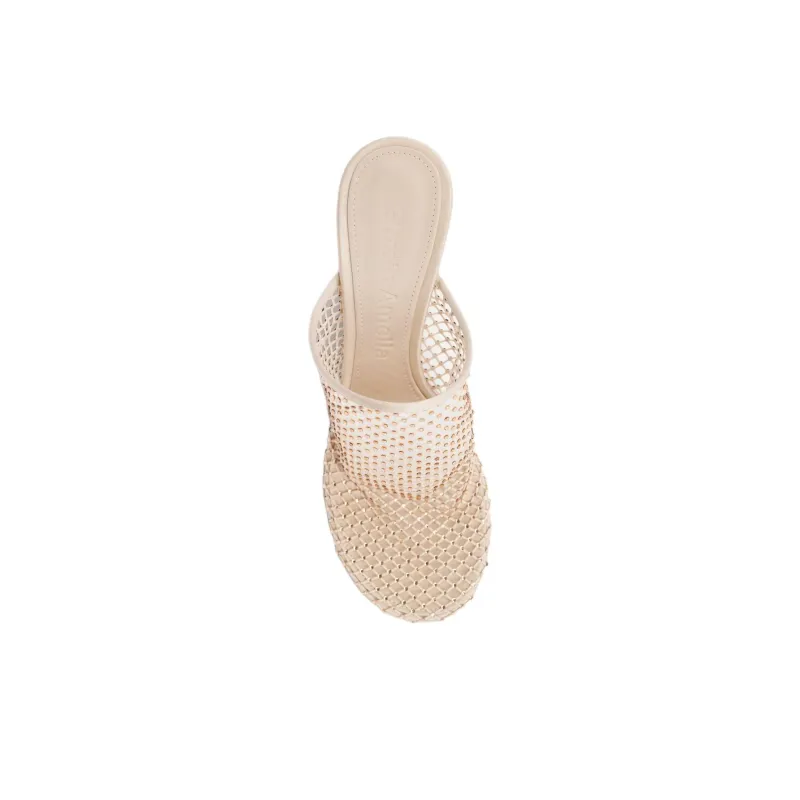 STUDIO AMELIA Closed Toe Slippers 8cm Women's Champagne-2