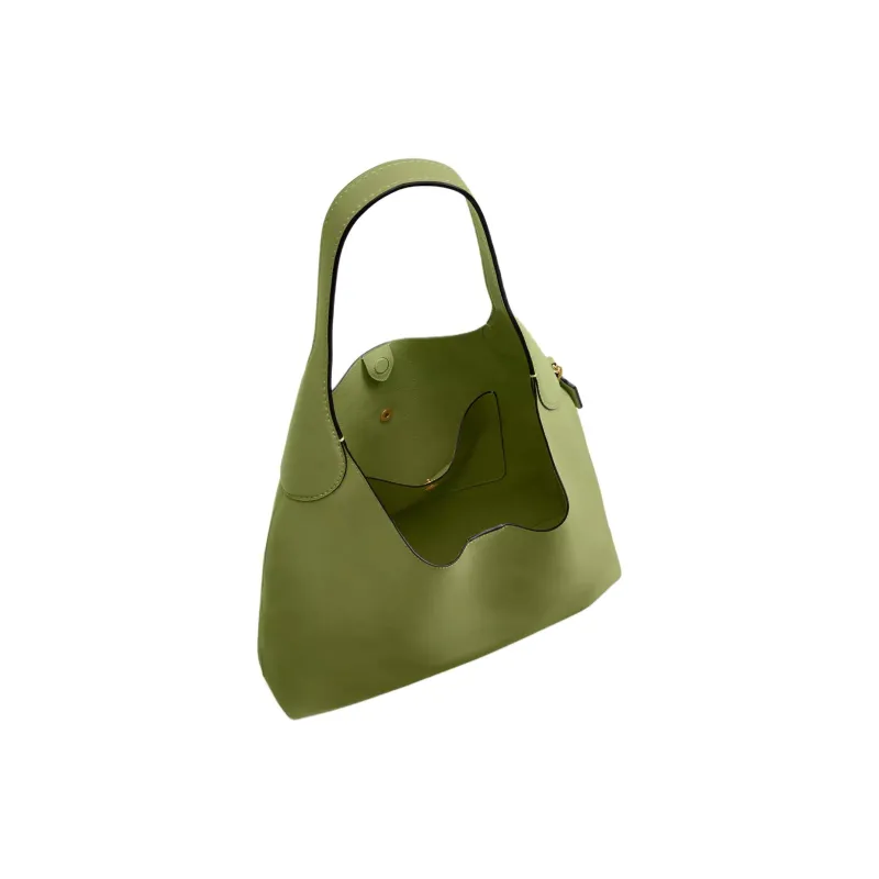 COACH Brooklyn Natural Grain Leather Hobo Bag, Handbag, Shoulder Bag Women's Green-3