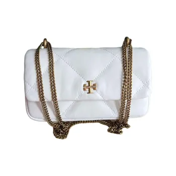 TORY BURCH Mini Kira Diamond Quilt Flap Bag Blanc