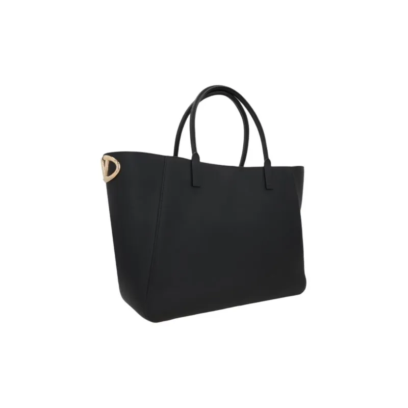 Valentino VlogoGARAVANI Calfskin Handbag Large Size Women's Black-1