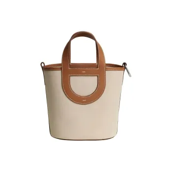 HERMES In The Loop Canvas With Swift Calfskin Vegetable Basket Pig Nose Bucket Bags Handbags Women's Light Beige