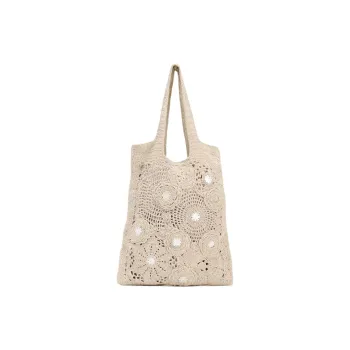 ZARA Cotton Tote Bag Shopping Bag Handbag Shoulder Bag Women's Tan
