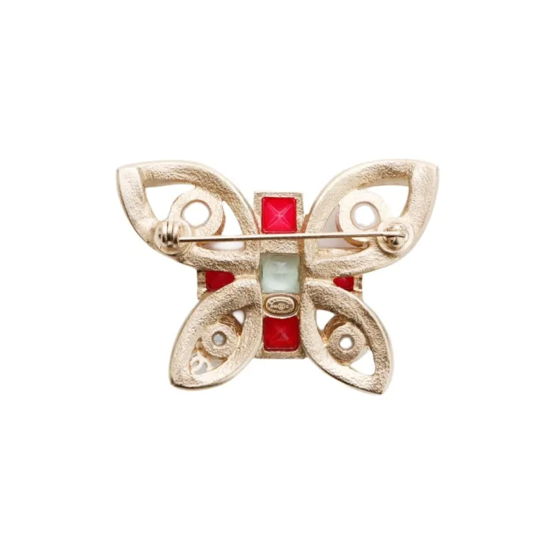 CHANEL Pre Owned 2016 Butterfly Faux pearl Brooch-2