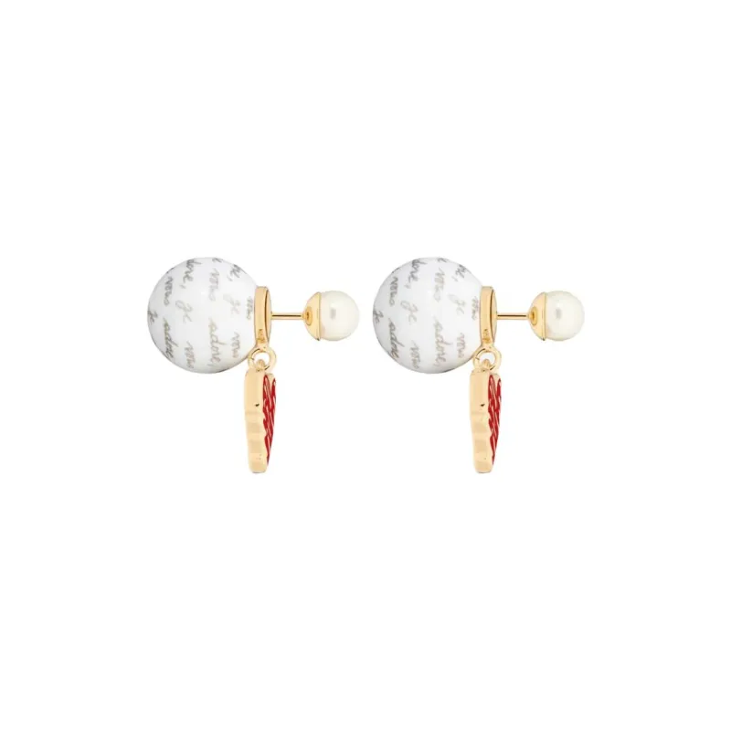 DIOR Metal Earrings Women's Red-1