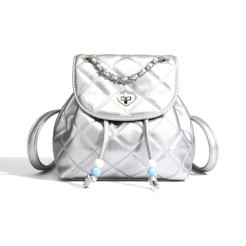 ZAVC High quality Fabric Backpack Women's Silver/Black
