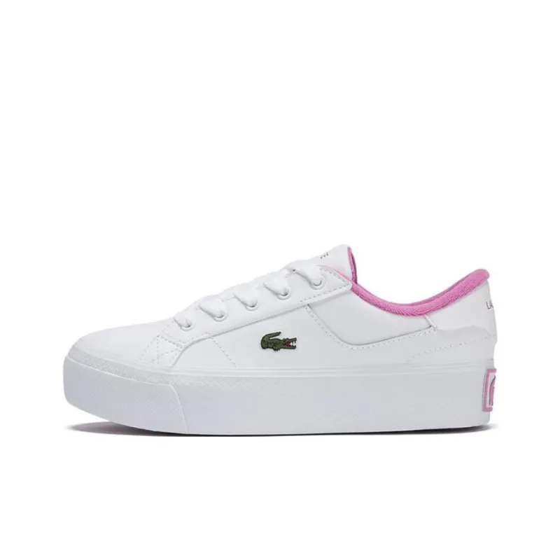LACOSTE Slip Resistant Low Top Skateboard Shoes Women's White-0