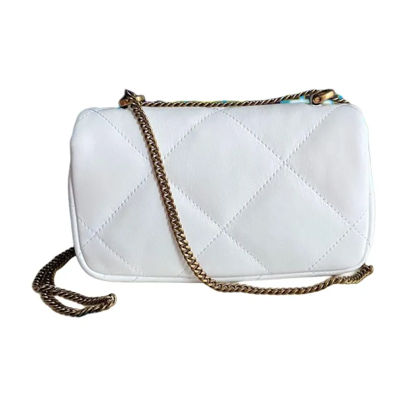 TORY BURCH Mini Kira Diamond Quilt Flap Bag Blanc-3