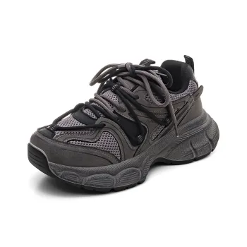HUANQIU Abrasion Resistant Breathable Low Top Chunky Sneakers Women's Taupe