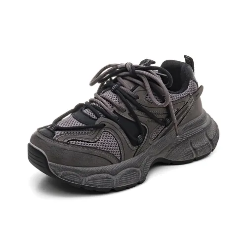 HUANQIU Chunky Sneakers Women's Low-Top Taupe