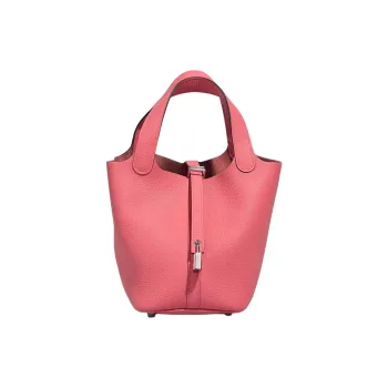 HERMES Picotin Lock Clemence Bullock Leather Bucket Bags Handbags 18 Women's 8W Rose Azalea Lip Balm Powder