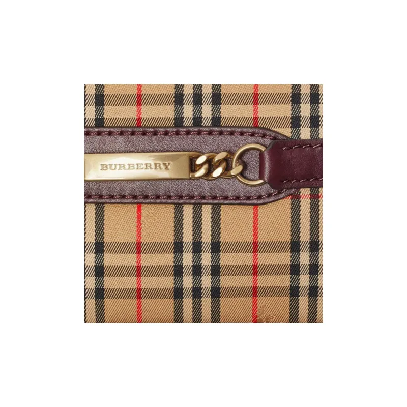 Burberry Cow Leather Crossbody Backpack Fanny Pack Large Size Men's Red Plaid-3