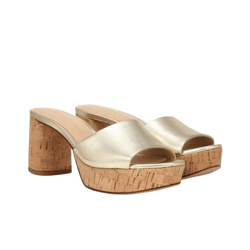 VERONICA BEARD Slide Slippers 7cm Women's Gold-2