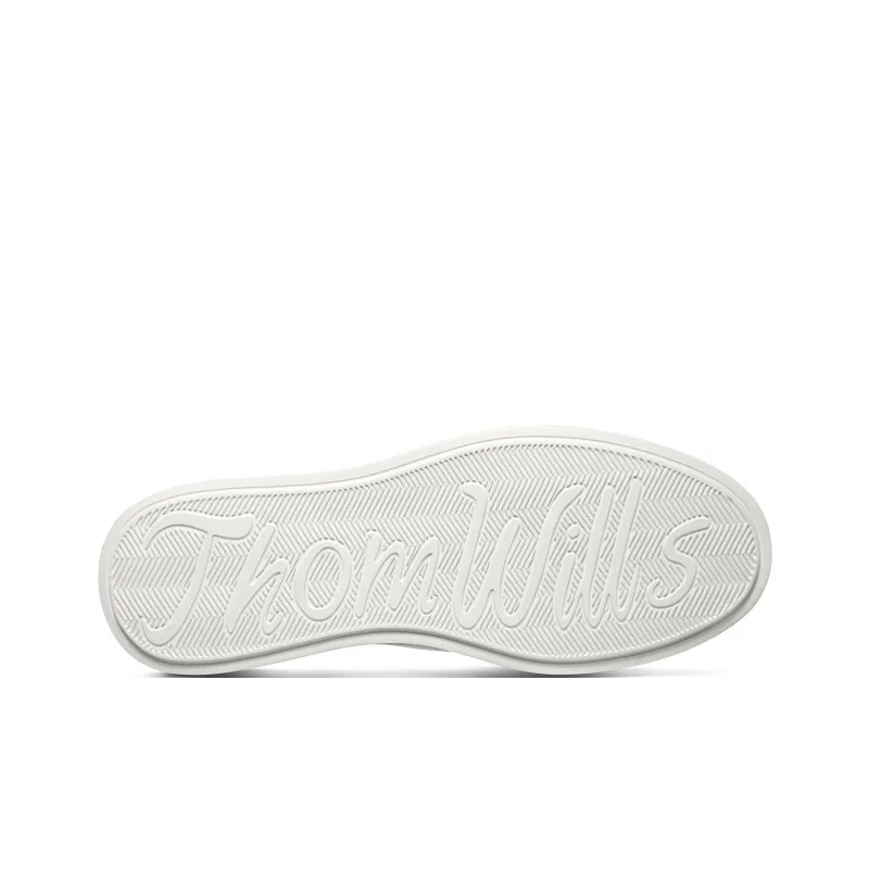 THOM WILLS Minimalist Style Versatile Slip on White Sneakers Casual Skateboard Shoes Men's-4