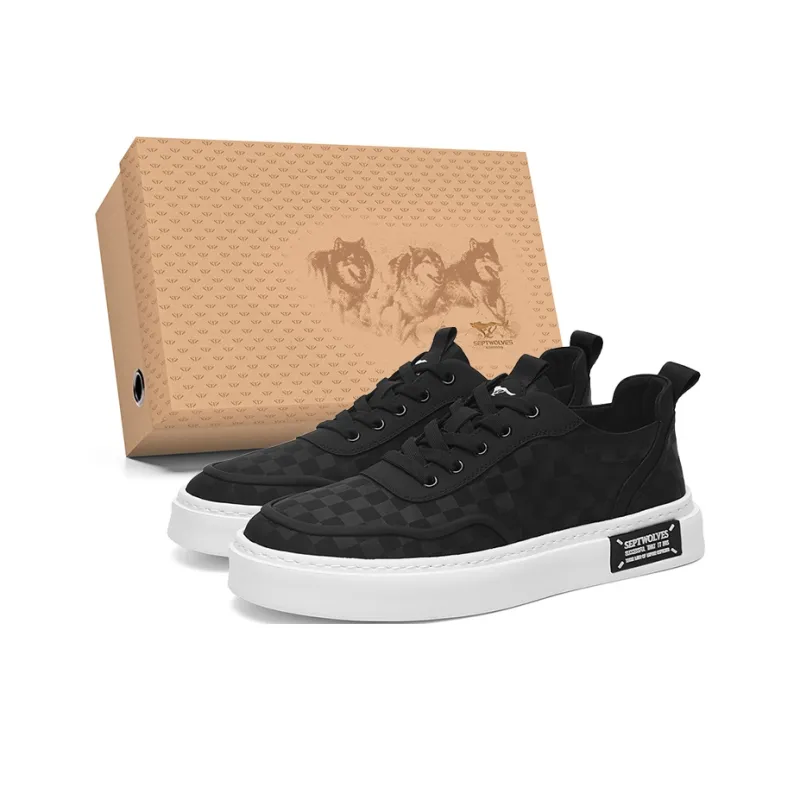 SEPTWOLVES Durable Breathable Lightweight Low Top Canvas Shoes Men's Black-0