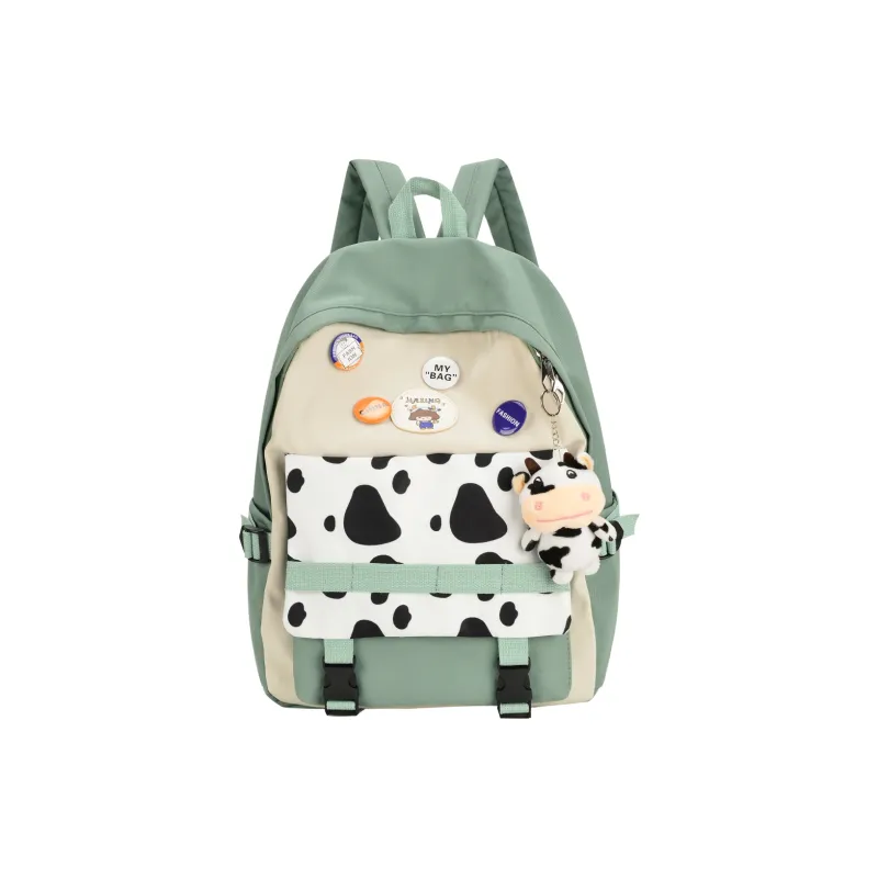 OURFUN Nylon Fabric Backpack Unisex Black/Purple/Green/Blue/Orange/Pink-4