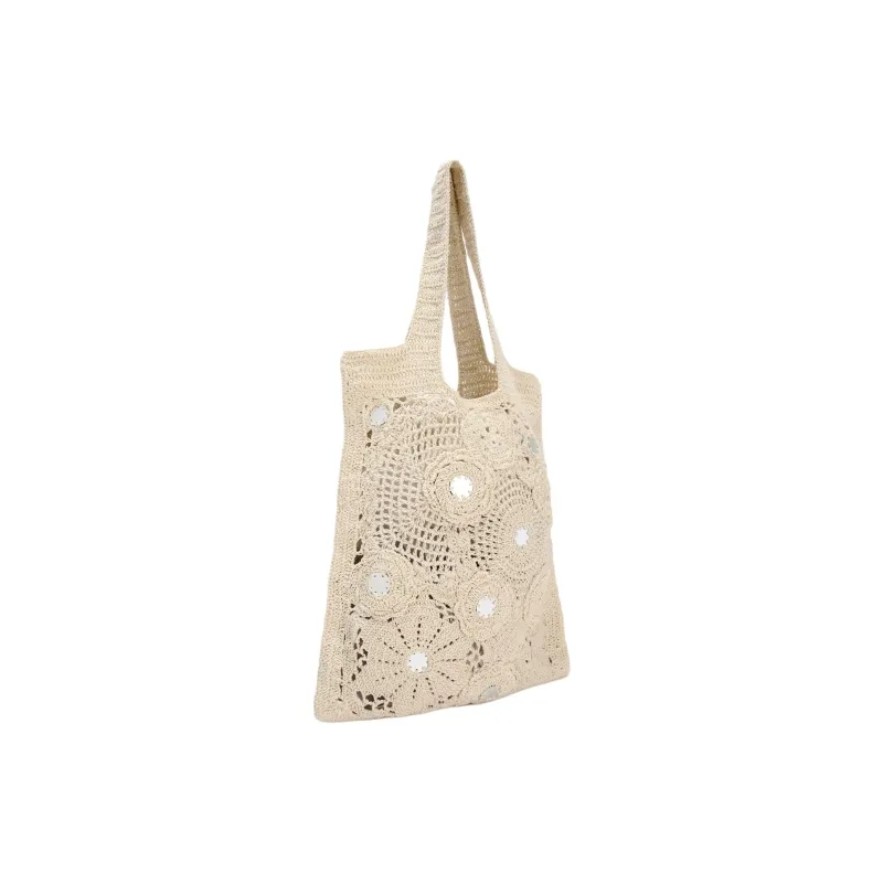ZARA Cotton Tote Bag Shopping Bag Handbag Shoulder Bag Women's Tan-1
