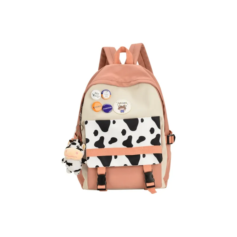 OURFUN Nylon Fabric Backpack Unisex Black/Purple/Green/Blue/Orange/Pink-6