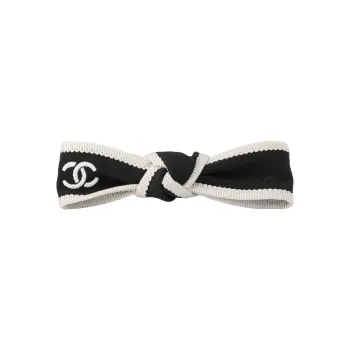 CHANEL Silk Hair Clips Women's Black