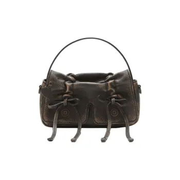 Acne Studios Calfskin Leather Super Mini Crossbody Bag Women's Dark Brown