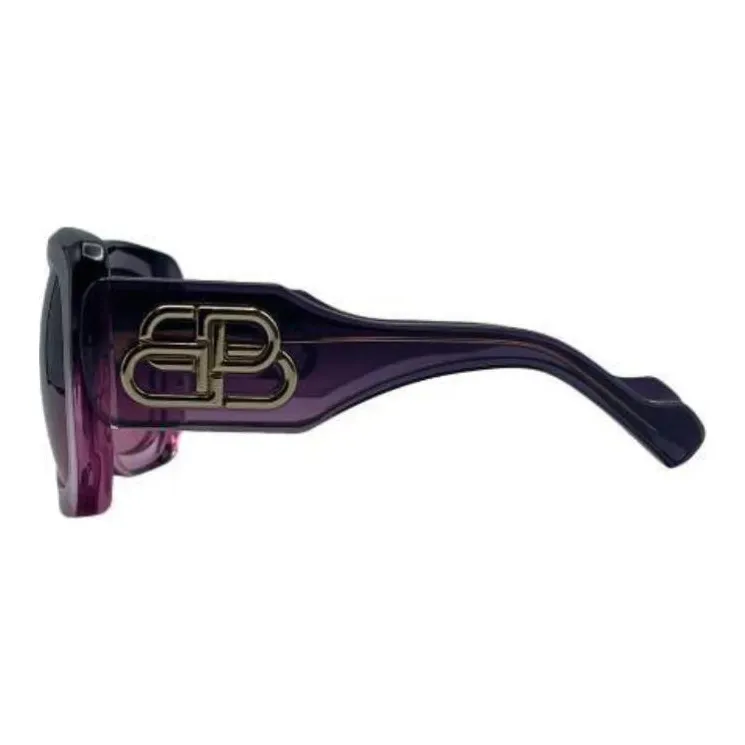 Balenciaga Plastic Irregular Shape Sunglasses Women's Purple-4