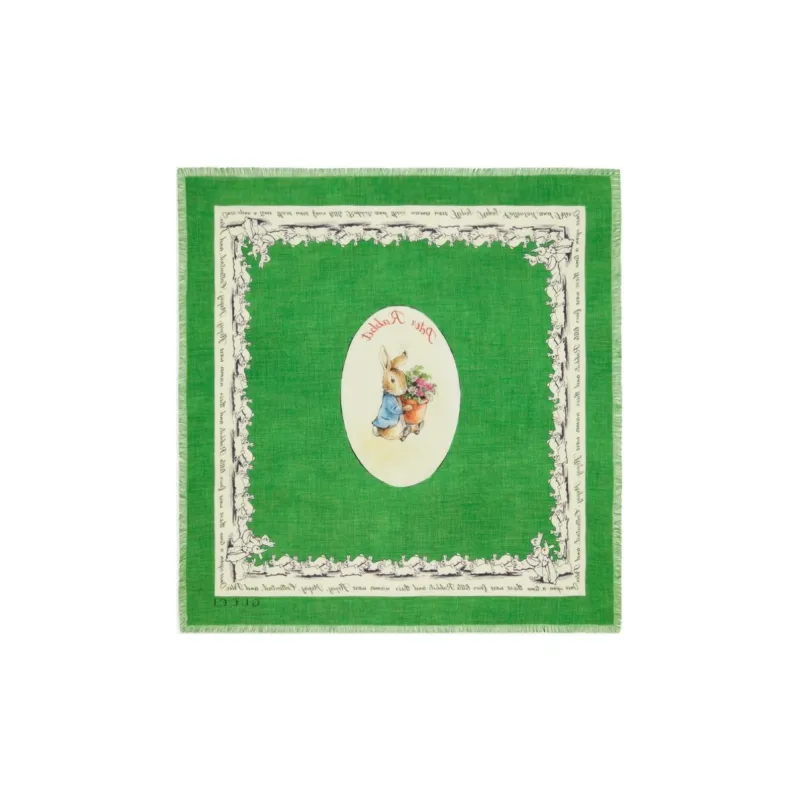 GUCCI Mulberry Silk Silk Scarves Unisex Green-1