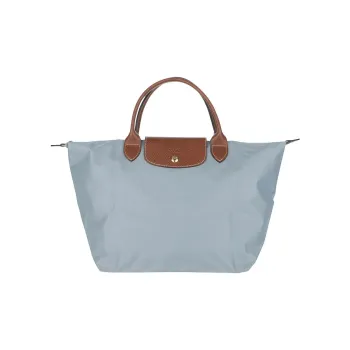 LONGCHAMP Le Pliage Polyamide Canvas With Leather Trim Dumpling Bag Handbags Medium Size Women's Steel Gray