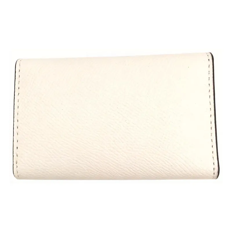 COACH Leather Coin Purse Key Pouch Women's White-4