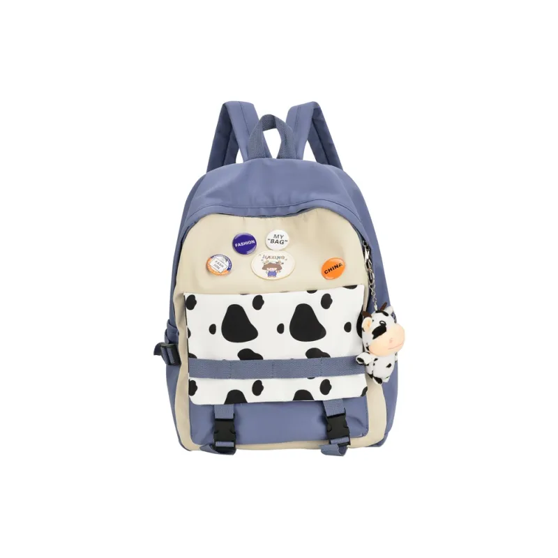 OURFUN Nylon Fabric Backpack Unisex Black/Purple/Green/Blue/Orange/Pink-5