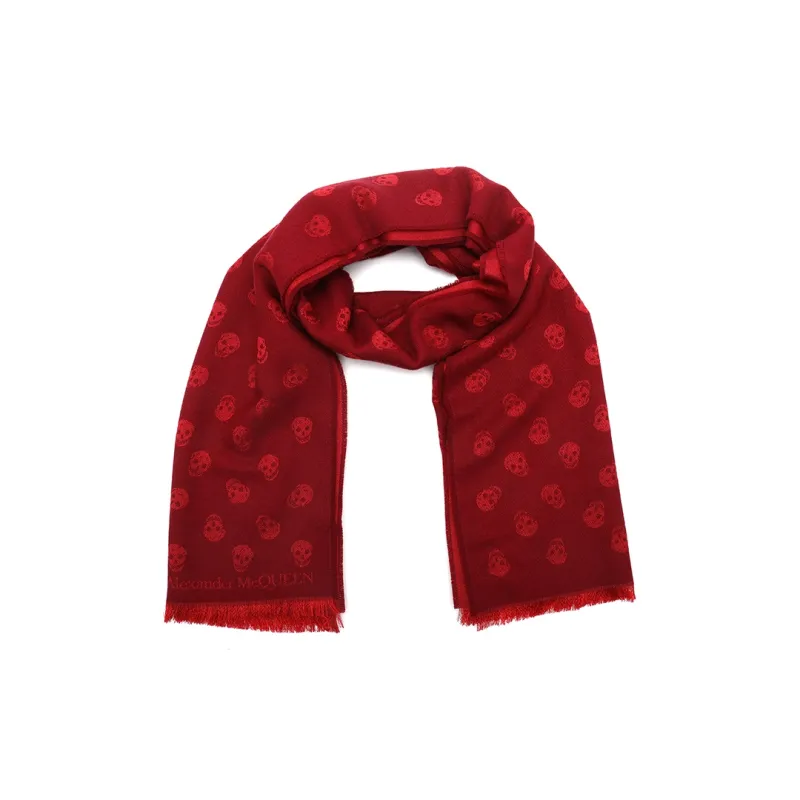 Alexander McQueen Wool Mulberry Silk Knit Scarves Unisex Dark Red-1