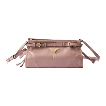 PRADA Soft Leather Crossbody Bag, Shoulder Bag Women's Lily Of The Valley Blue
