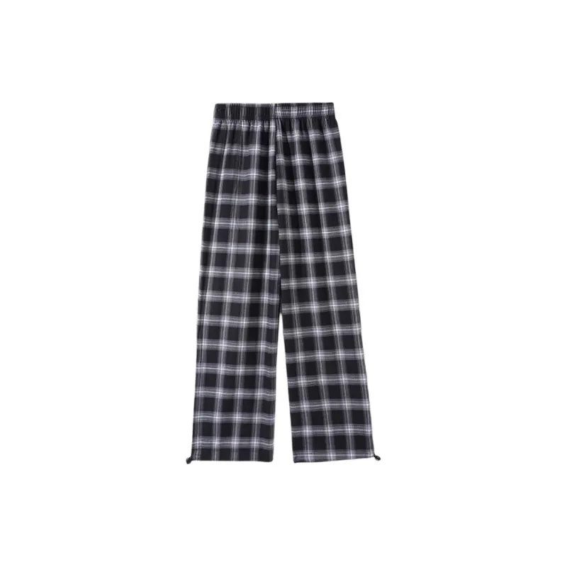 Cotton Casual Pants Unisex Black White-1